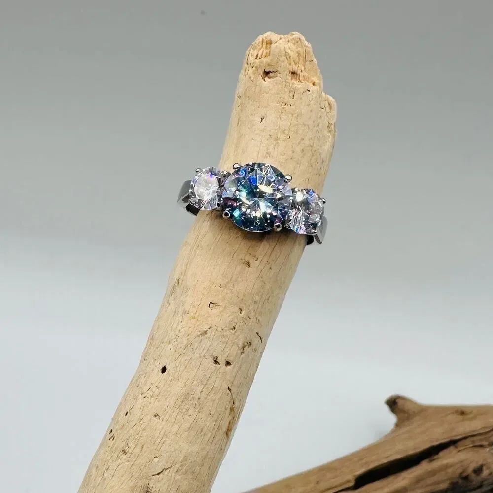 High polished Stainless Steel CZ Ring